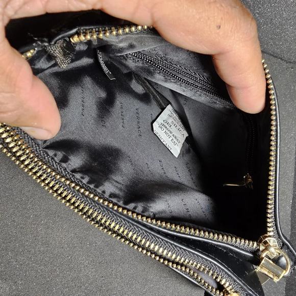 Versace Parfums Black And Gold Zip Up Toiletry Cosmetic Small Travel Bag see pic - Picture 5 of 7